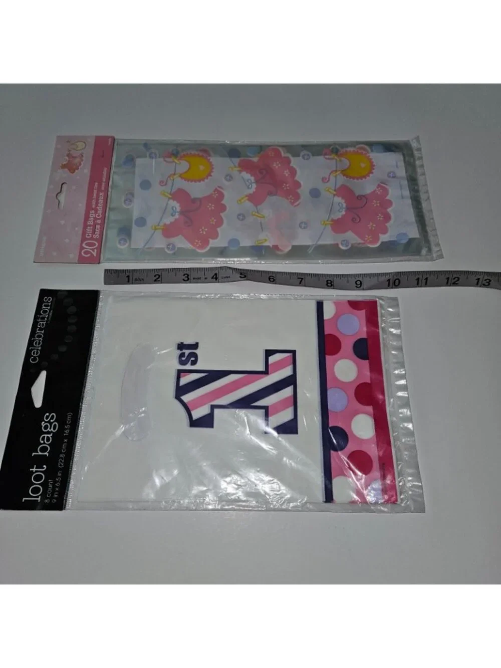 NEW Baby Girl 1st Birthday Loot Gift Bags Pink Purple Dresses Bibs Baby Shower